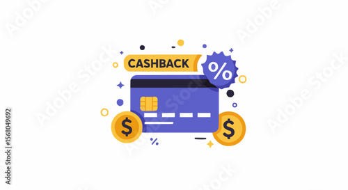 Illustration of cashback concept with credit card.