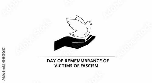 Dove of peace held gently in hand, with a text related to the victims of fascism.