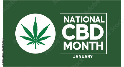 National Cbd Month Celebration In January With Cannabis Leaf Illustration Graphic