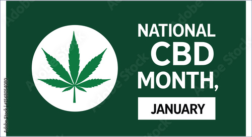National Cbd Month In January Cannabis Leaf Graphic Flat Design