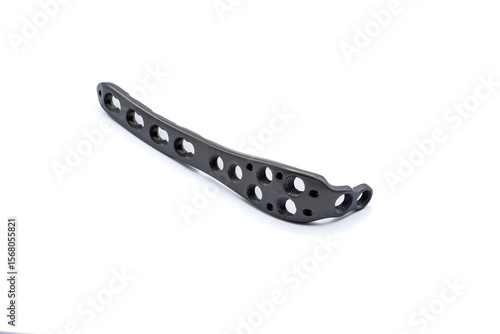 An Olecranon Plate isolated on the white background. Olecranon plate is used to fix a fractured elbow joint.