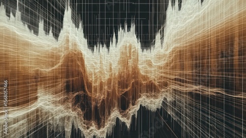 Abstract graphic with a dynamic, textured 3D landscape