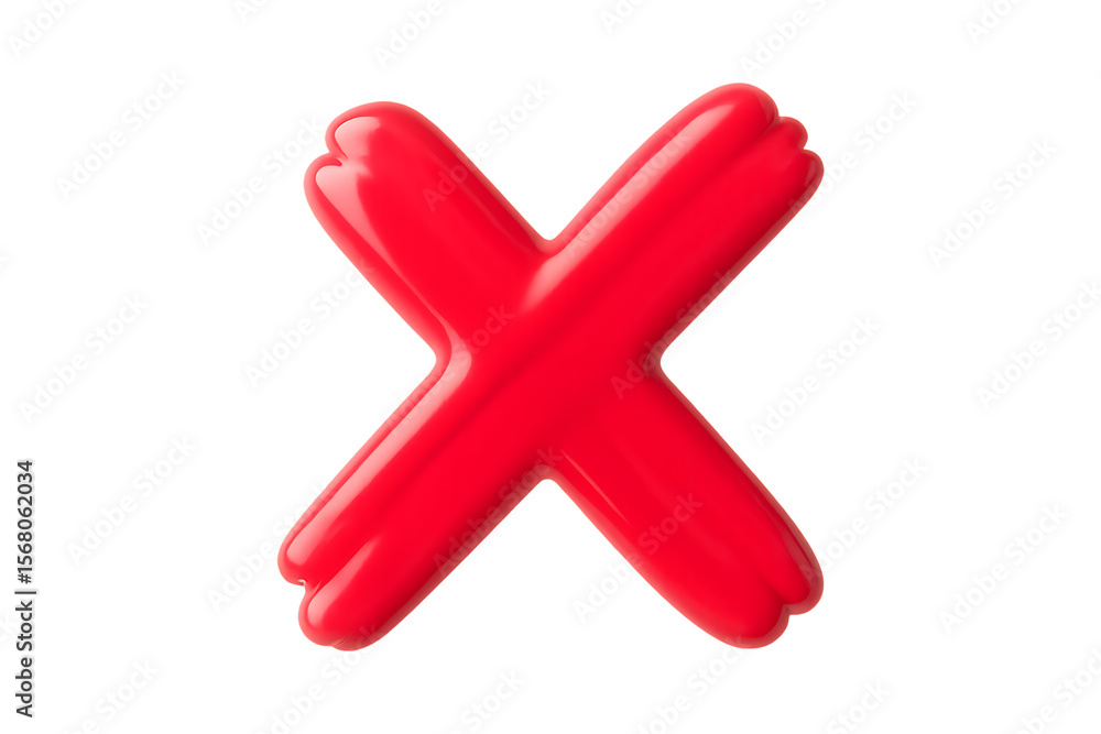 Fototapeta premium Warning and Error Sign with 3D Red X Isolated on a Transparent Background