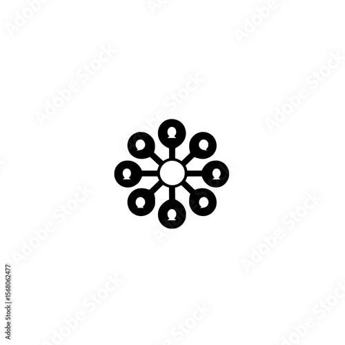 Vector icon of distributed network hub symbolizing connected nodes and decentralized system technology