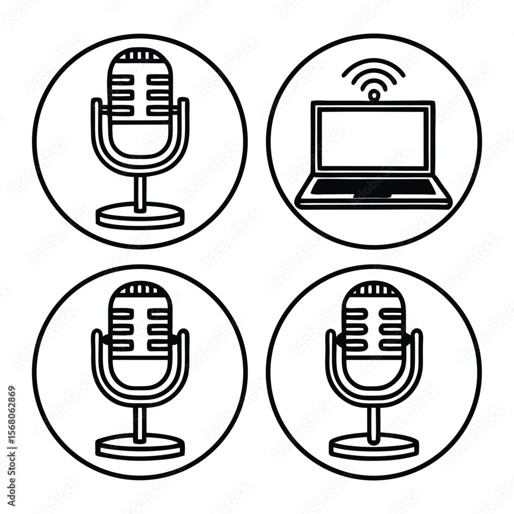 Podcast line icons Podcast line icons