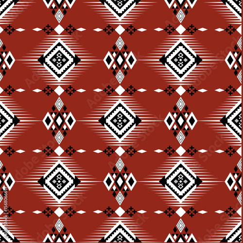 Tribal Pattern Seamless Design - Native American Tribal Geometric Print Digital Background - Southwestern Tribal Style Motif for Textile Fabric Decor