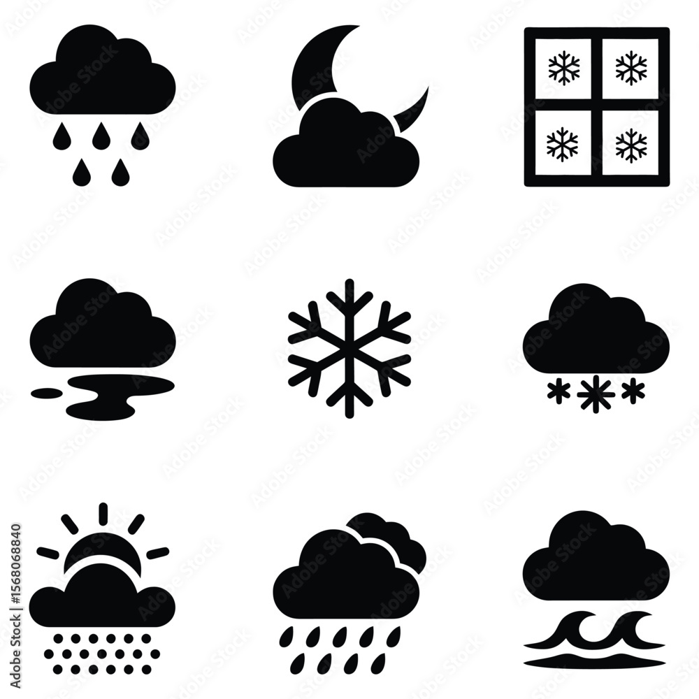 Weather icons collection cloud rain Weather icons collection cloud rain