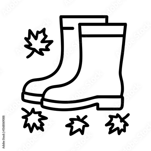 Icon of fall boots with scattered leaves symbolizing autumn walks and cozy outdoor wear