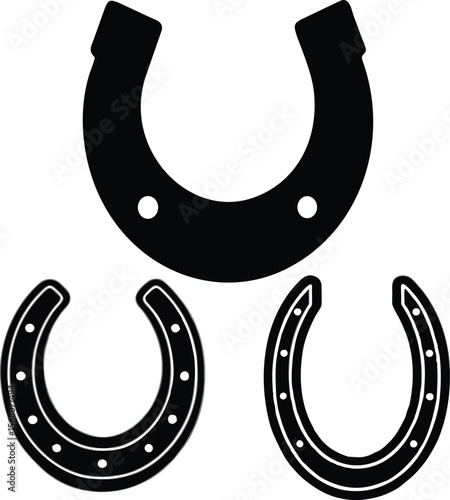 Horseshoe Silhouette Vector Set – Lucky Charm and Farm Tool Icon