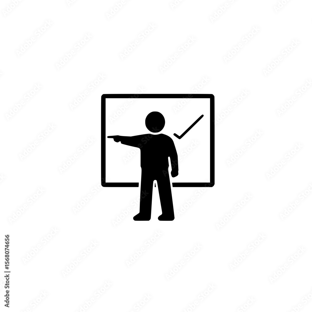 Vector icon of teacher teaching representing education instruction classroom and learning concept