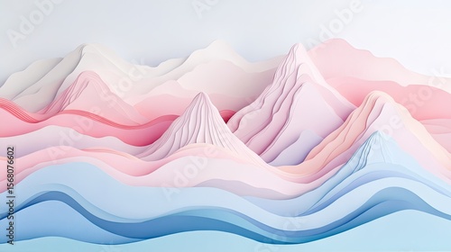 Pastel colored layered mountainscape.