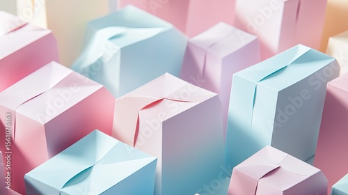 Colorful folded paper boxes arranged in a close-up view.