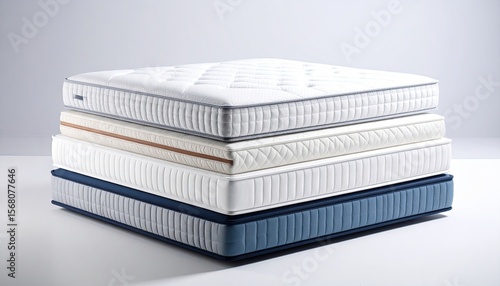 Stack of mattresses in various colors