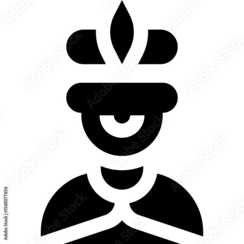 Outline icon of Baltazar, one of the Three Kings in the Nativity story, often associated with gift-giving and Christmas traditions. Perfect for religious content, holiday materials, and Christian cele