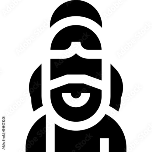 Line icon of Saint Joseph, representing a key figure in Christianity and the Holy Family. Ideal for religious content, nativity scenes, Christian holidays, church-related designs, or biblical illustra