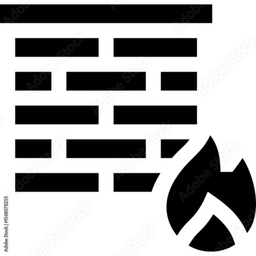 Line icon representing a firewall, used to illustrate cybersecurity, network protection, and digital safety. Ideal for IT infrastructure, antivirus solutions, secure internet access, and data defense 