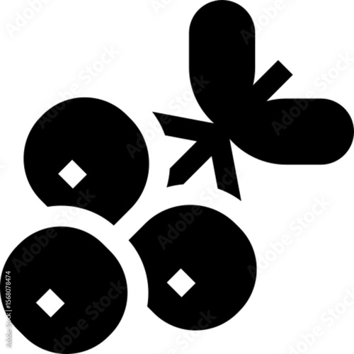 Flat vector icon of lingonberries, commonly found in Nordic regions. Ideal for use in food packaging, recipe blogs, botanical illustrations, forest fruits guides, nutrition content, Scandinavian cuisi