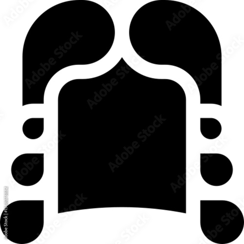 Flat vector icon of a wig, suitable for beauty salons, costume design, hair styling, fashion apps, or theater content. Ideal for use in user interfaces, avatars, or visual storytelling involving hairs