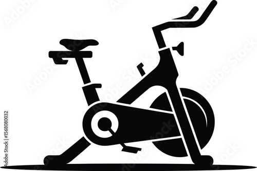 Black silhouette of a stationary exercise bike isolated on transparent background silhouette