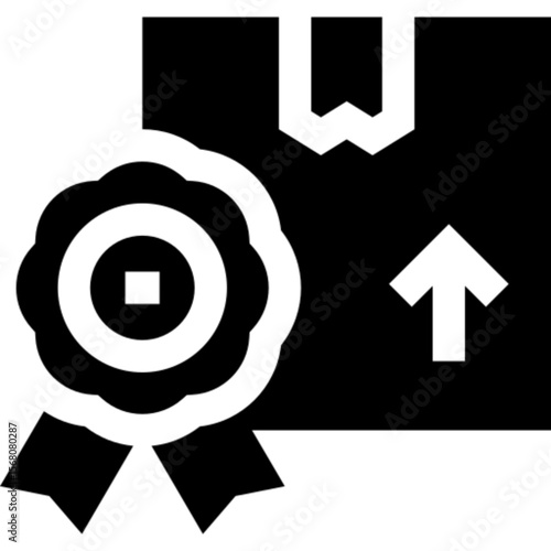 Flat vector icon of an award medal with a star, designed in a clean and minimalist style. Ideal for use in achievement systems, competitions, certifications, ranking badges, rewards programs, educatio