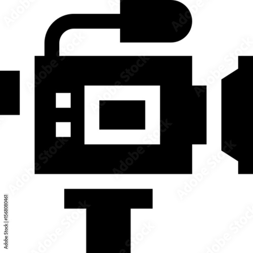 Minimal vector icon of a video camera, symbolizing recording, filmmaking, and media production. Ideal for video content, broadcasting, vlogging, cinematography, live streaming, and digital storytellin