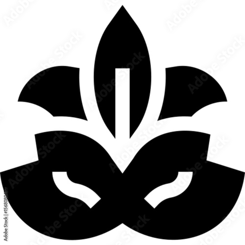 Minimal vector icon of a carnival mask, symbolizing celebration, disguise, and festive events. Ideal for Mardi Gras, masquerade parties, festivals, theatrical themes, costume events, and cultural desi