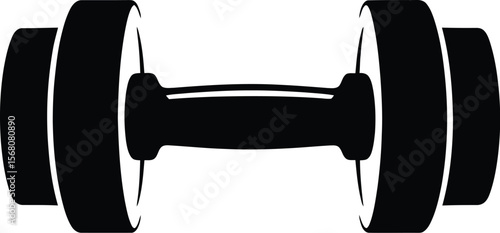 Black silhouette of a single dumbbell isolated on transparent background silhouette