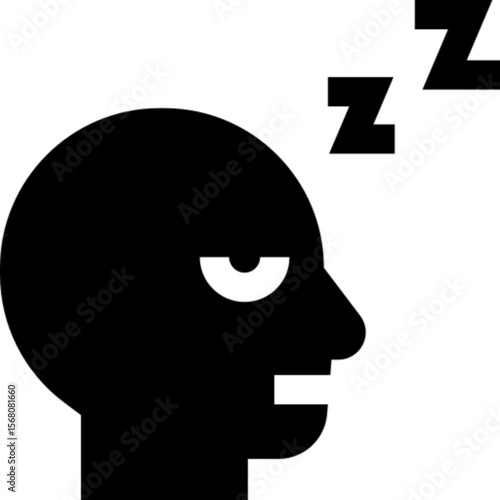 Minimal vector icon representing drowsiness or fatigue, typically illustrated with closed eyes, sleepy face, or Z symbols. Ideal for health, wellness, sleep apps, medical, safety, and lifestyle-relate