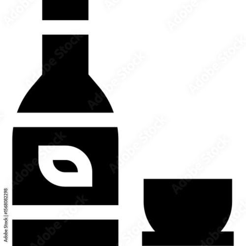 Minimalist line icon of makgeolli, a traditional Korean rice wine, symbolizing Korean culture, fermented beverages, and social drinking. Ideal for restaurant menus, food blogs, travel content, bar pro