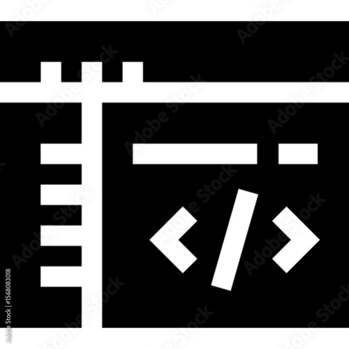 A minimal and clean vector icon of code brackets, symbolizing programming and development. Designed in line art style, it's ideal for web development projects, coding platforms, software UI UX, tech b