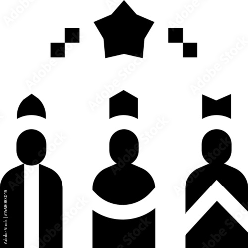 A minimal and elegant vector icon of the Three Wise Men (Magi), depicted in clean line art style. Ideal for Christmas-themed designs, nativity scenes, religious content, holiday cards, educational mat