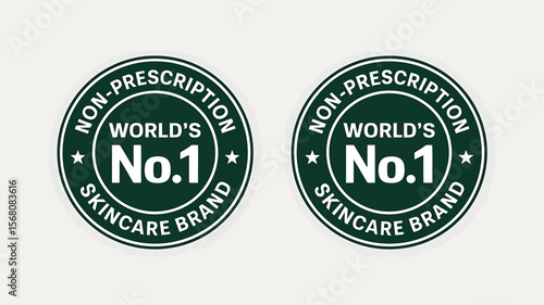 Two identical green circular badges proclaiming world s no 1 skincare brand