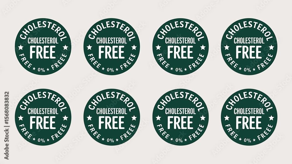 Eight Cholesterol-Free Circular Badges A Design Resource for Health-Conscious Branding Eight Cholesterol-Free Circular Badges A Design Resource for Health-Conscious Branding