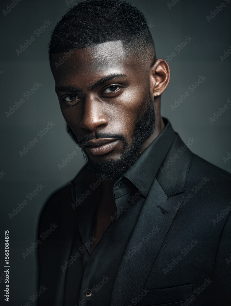 Obraz premium Portrait of Serious Black Man in Suit