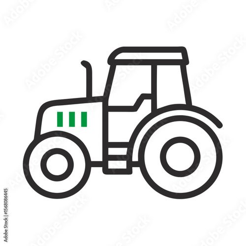 Red tractor isolated on white background simple farm machinery vehicle toy equipment with wheels and engine