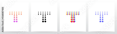 Dots Big To Small Going Up Letter Initial Logo Design T