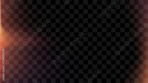 Light leak texture with scratch and dust on check pattern transparent background. Film overlay effect for photographic projects.
