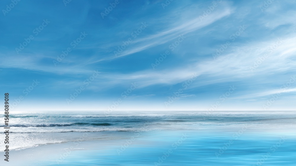 Obraz premium A beautiful blue ocean with a few clouds in the sky