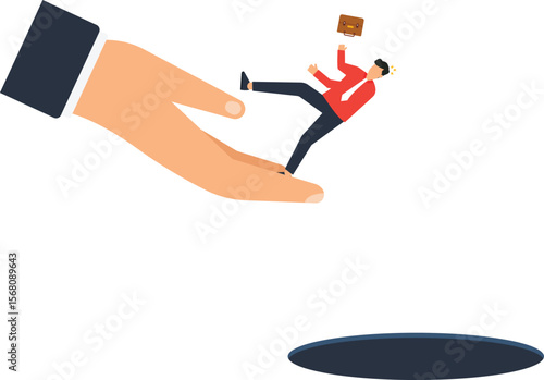 Business Failure Concept Illustration Businessman Falling Into Hole Financial Crisis Risk Management Bankruptcy Illustration