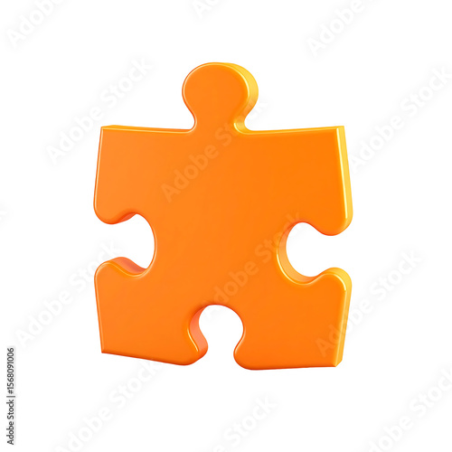 Firefly Orange Puzzle Piece with Rounded Edges and Minimal Shape on Transparent Background