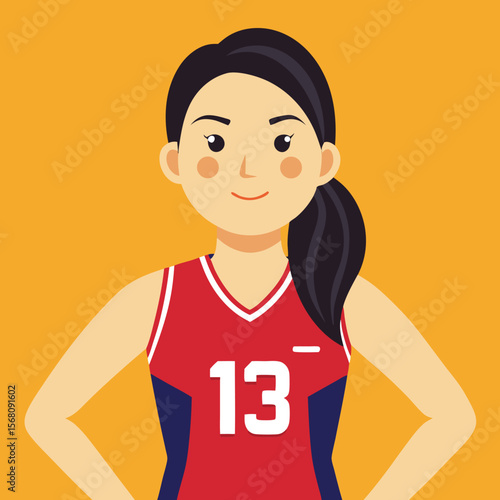 Volleyball Player: A vibrant illustration of a volleyball athlete, poised with confidence. The image is a perfect representation of athletic prowess and determination.