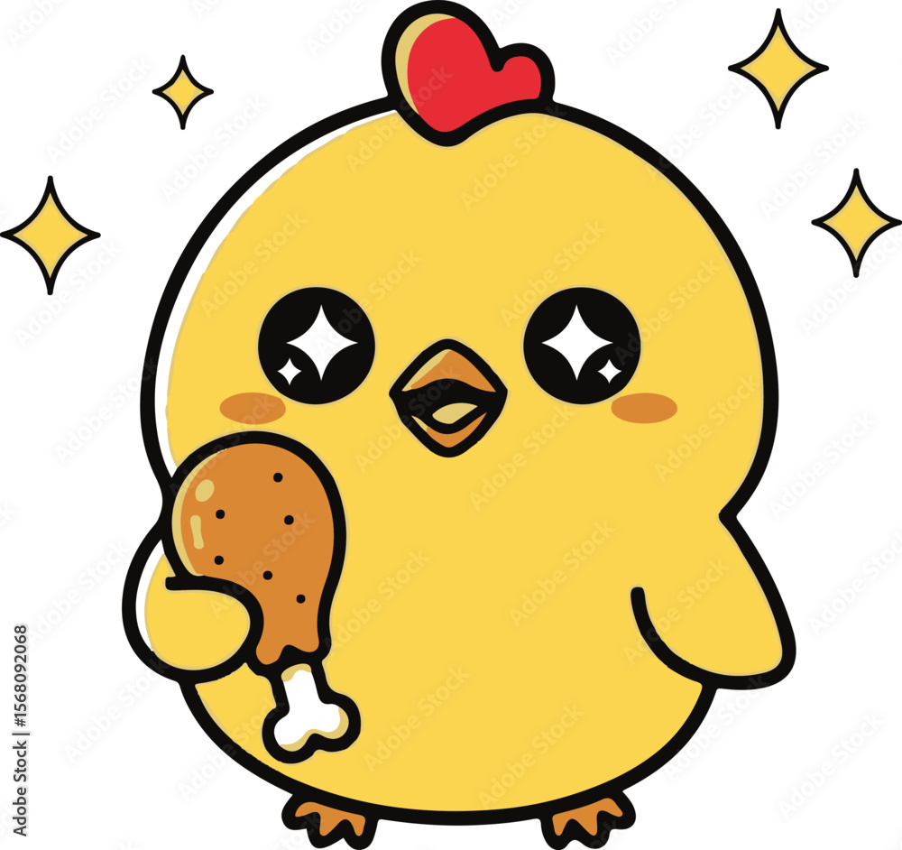 Obraz premium Adorable Chick Illustration Cute Chicken with Leg