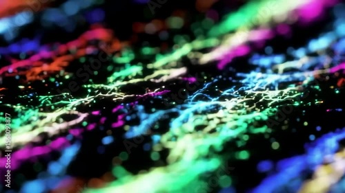 Abstract colorful streaks on black background