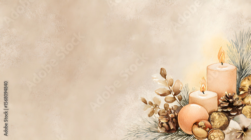 Cozy Winter Candlescape Background.