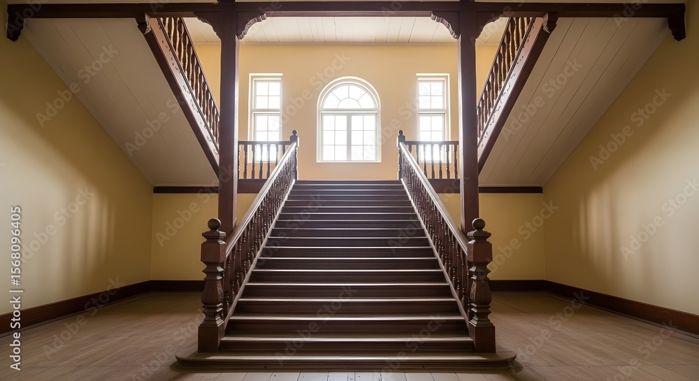 Obraz premium a wooden staircase inside the house