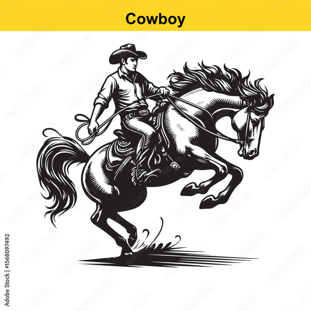 Obraz premium Modern vector cowboy.