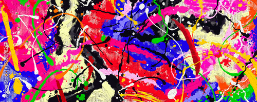 Digital painted in oil on canvas , Oil portrait painting in multicolored tones, Abstract picture of a beautiful.