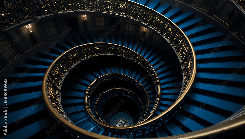 Fototapeta premium Grand Spiral Staircase: Elegant Architectural Design