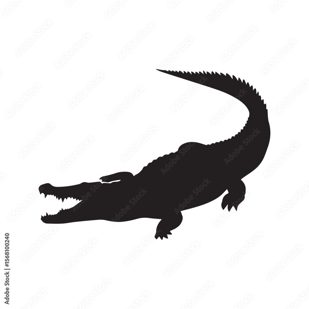 Fototapeta premium Crocodile Silhouette Vector Icon Illustration Isolated