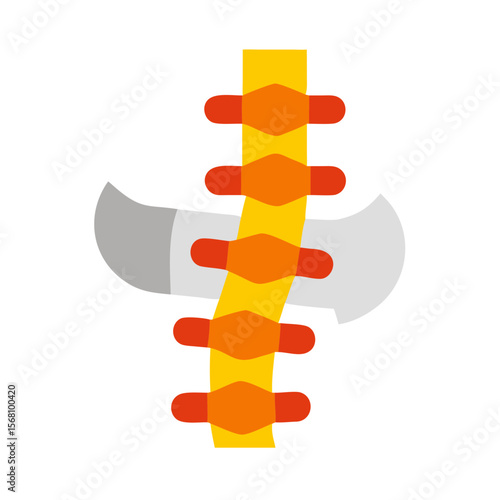 Anatomical illustration of a human spine in flat design style  